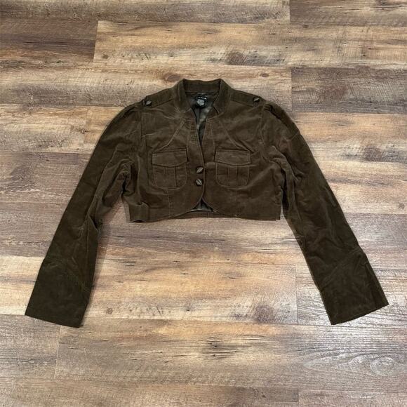 Regency Style Spencer Jacket Bolero Mushroom Brown Velour VTG XL Cropped READ - Picture 1 of 11